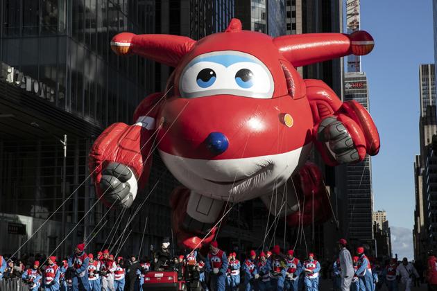 Jett by Super Wings balloon makes its way down New York's Sixth Avenue during the Macy's Thanksgiving Day Parade, Thursday, Nov. 28, 2019, in New York.(AP Photo) Jett by Super Wings balloon makes its way down New York's Sixth Avenue during the Macy's Thanksgiving Day Parade, Thursday, Nov. 28, 2019, in New York.(AP Photo)