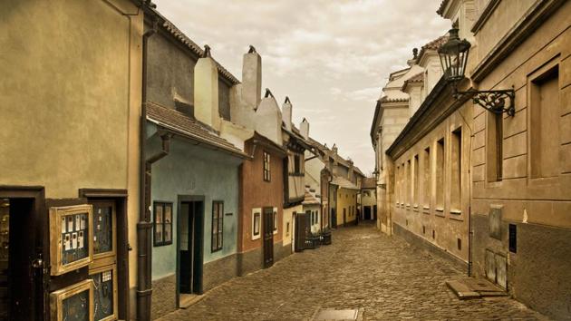 Kafka’s house in blue, which minds mention in many of his letters(PHOTO: ALAMY)