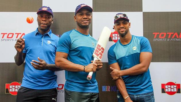 West Indies cricketer Evin Lewis, Nicholas Pooran and Sherfane Rutherford,(PTI)