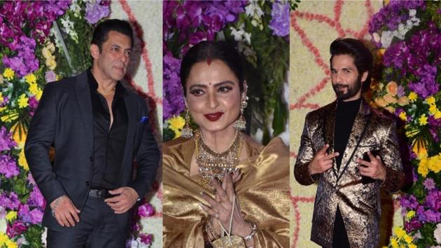 Bollywood stars attended the grand reception of Sooraj Barjatya’s son in Mumbai.(Varinder Chwala)