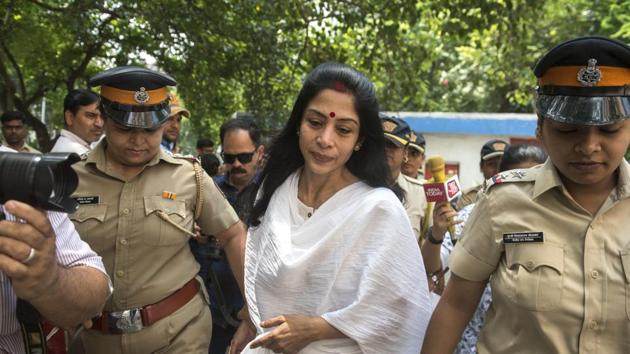 Indrani Mukerjea, accused in the Sheena Bora murder case arrives at Bandra family court to file for divorce in Mumbai in September 2018.(Satish Bate/HT Photo)