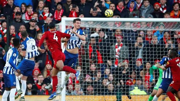 Liverpool's Virgil van Dijk scores their second goal. (REUTERS) Liverpool's Virgil van Dijk scores their second goal. (REUTERS)
