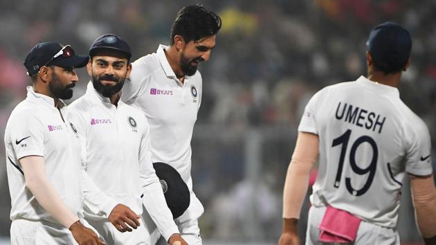 India's cricket team captain Virat Kohli with his bowlers. (AFP) India's cricket team captain Virat Kohli with his bowlers. (AFP)