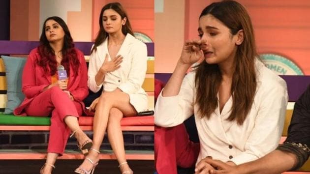 Alia Bhatt weeps at We The Women event in Mumbai on Sunday.(Varinder Chawla)