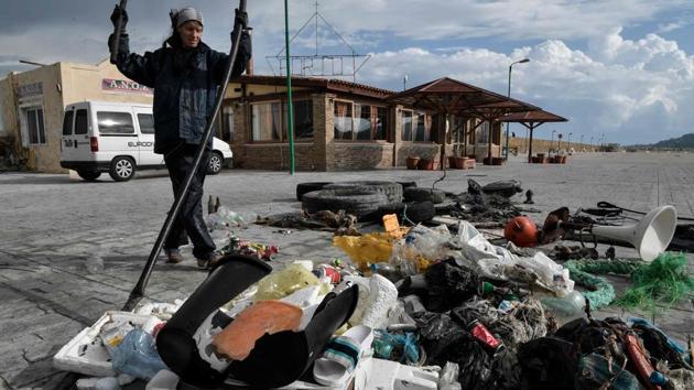 With a coastline of some 14,000 kilometres, one of the longest in the southeastern Mediterranean, Greece attracts tens of millions of tourists every year. It’s a regional problem. The Mediterranean, a partly closed sea, accumulates 570,000 tonnes of plastic annually from surrounding countries, according to the World Wildlife Fund. (Louisa Gouliamaki / AFP)