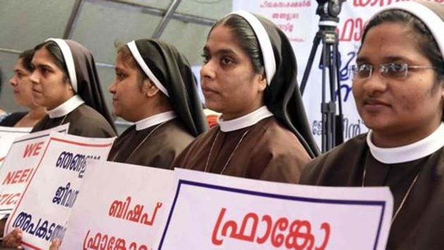 File photo of Catholic nuns at a protest in Kochi demanding the arrest of former bishop Franco Mulakkal for allegedly raping a nun.(AP File Photo)