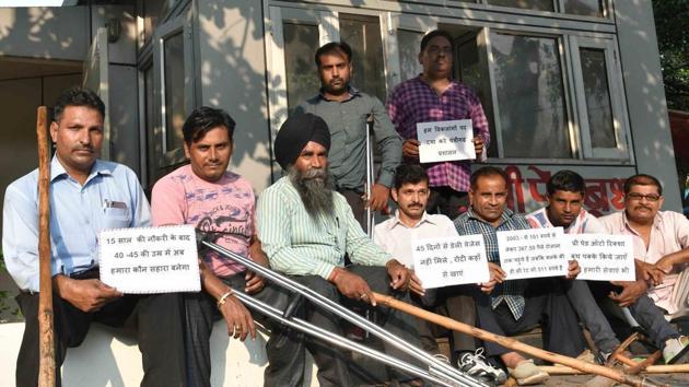 Differently abled people who had applied for Group D jobs with the railways have been protesting at Mandi House since last week. (Representational image)(HT file)