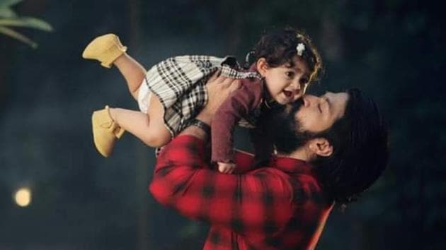 Kannada actor Yash with daughter Ayra.(Instagram)