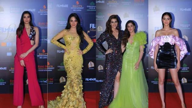 Diana Penty, Kiara Advani, Kriti and Nupur Sanon, Ananya Panday at Filmfare Glamour and Style Awards. (VARINDER CHAWLA) Diana Penty, Kiara Advani, Kriti and Nupur Sanon, Ananya Panday at Filmfare Glamour and Style Awards. (VARINDER CHAWLA)