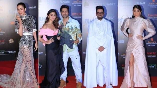 Malaika Arora, Alia Bhatt, Varun Dhawan, Ayushmann Khurrana, Anushka Sharma at Filmfare Glamour & Style Awards 2019. (VARINDER CHAWLA) Malaika Arora, Alia Bhatt, Varun Dhawan, Ayushmann Khurrana, Anushka Sharma at Filmfare Glamour & Style Awards 2019. (VARINDER CHAWLA)