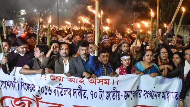 A protest against Citizenship (Amendment) Bill in Assam. (PTI file photo) A protest against Citizenship (Amendment) Bill in Assam. (PTI file photo)
