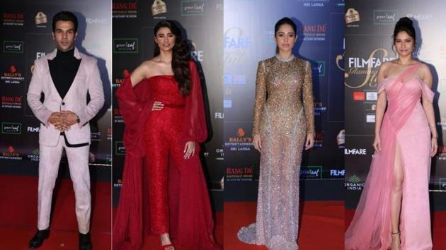 Rajkummar Rao, Daisy Shah, Nushrat Bharucha, Ankita Lokhande at Filmfare Glamour and Style Awards. (VARINDER CHAWLA) Rajkummar Rao, Daisy Shah, Nushrat Bharucha, Ankita Lokhande at Filmfare Glamour and Style Awards. (VARINDER CHAWLA)