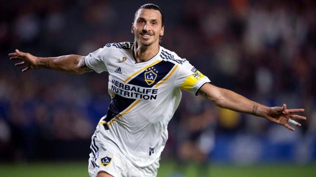 Zlatan Ibrahimovic celebrates a goal during the second half against Sporting Kansas City.(USA TODAY Sports)