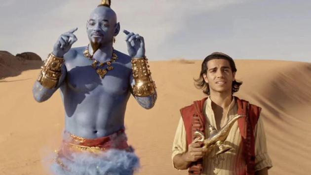 Mena Massoud and Will Smith in a still from Aladdin.