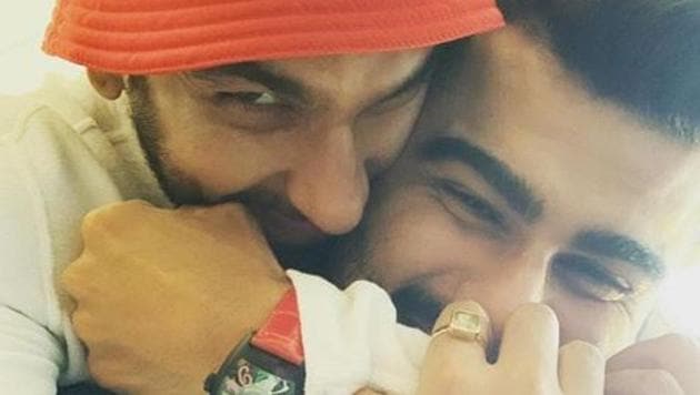 Ranveer Singh and Arjun Kapoor hug it out ahead of Panipat.