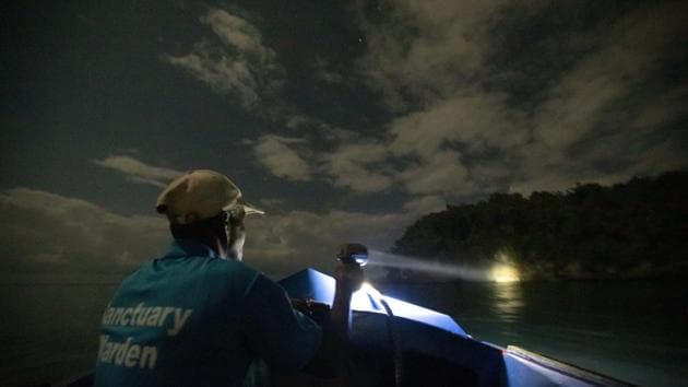 Wardens Mark Lobban and Donald Anderson (pictured) take their boat — appropriately called the Interceptor — up and down the coast. The patrols carry no weapons, so they must master the art of persuasion. And they often meet resistance. “They threaten us and they give you trouble in the reef,” Anderson said. (David Goldman / AP)