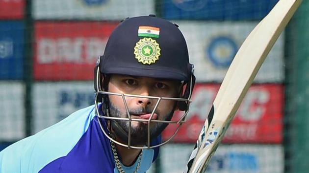 India's Rishabh Pant bats during a practice session ahead of the first T20 match.(PTI)