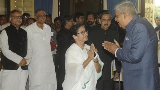 Some members of the staff opened the room of the VC and the governor Jagdeep Dhankhar took his seat before taking a tour of the library. (HT PHOTO.) Some members of the staff opened the room of the VC and the governor Jagdeep Dhankhar took his seat before taking a tour of the library. (HT PHOTO.)