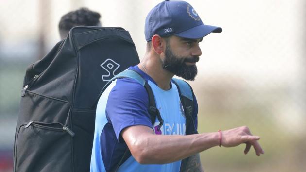 India's captain Virat Kohli gestures as he leaves the nets.(AP) India's captain Virat Kohli gestures as he leaves the nets.(AP)