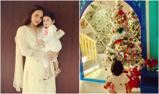 Esha Deol shared a picture of their Christmas tree, which Radhya helped to decorate.