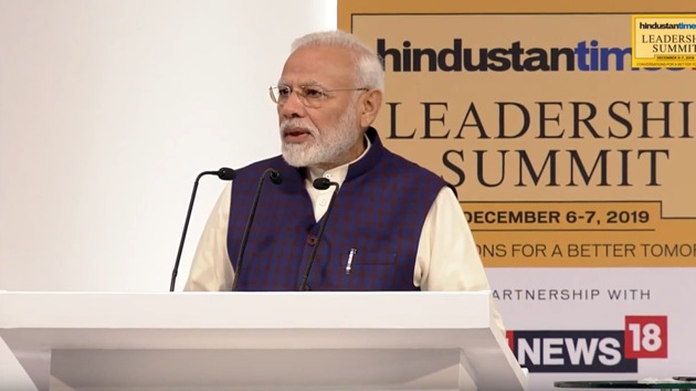 The Prime Minister was delivering the inaugural address on the first day of the two-day Hindustan Times Leadership Summit’s 17th edition.(HT Photo)