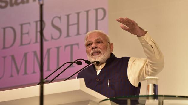 Prime Minister Narendra Modi delivered the inaugural address during the Hindustan Times Leadership Summit on Friday, December 06, 2019.(Virendra Singh Gosain/HT PHOTO)