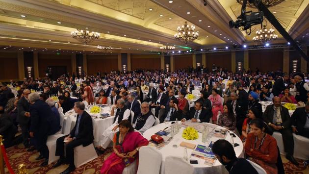 Guests during PM Modi’s address. On the Ayodhya verdict, “We can’t be chained by the past. People were casting aspersions that the verdict will cause unrest in the country. But, the people of the country proved them wrong,” PM Modi said. “The transformative decisions taken by the government in the first six months of Modi 2.0 reflects the belief entrusted upon them by the mandate given by the people of India.” (Amal KS / HT Photo)
