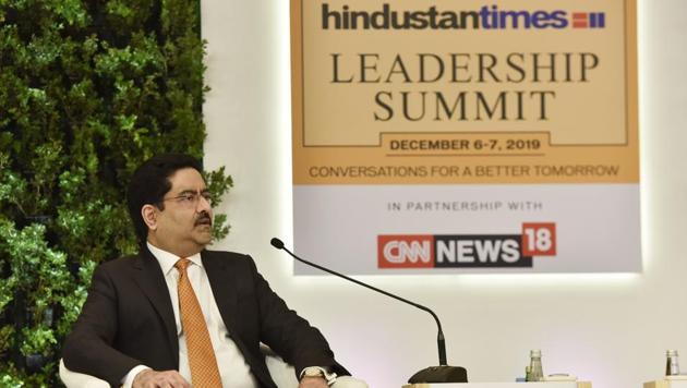 Kumar Mangalam Birla, Chairman of the Aditya Birla Group speaks at HTLS 2019. (Sanjeev Verma/HT PHOTO)