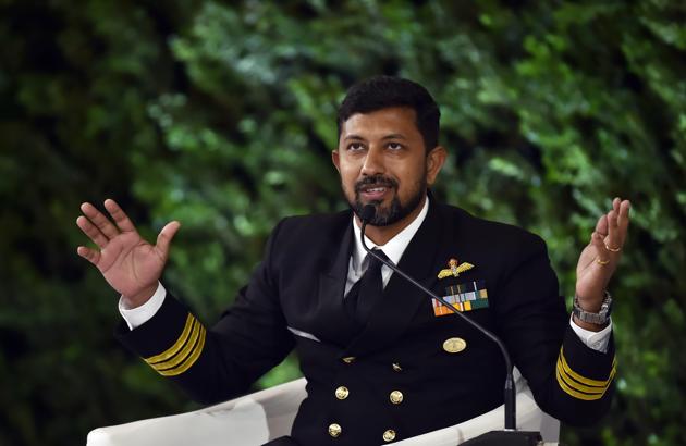 Commander Abhilash Tomy at the Hindustan Times Leadership Summit, on Friday, December 06, 2019.(Ajay Aggarwal / HT PHOTO)