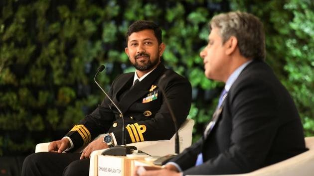 Commander Abhilash Tony narrated his ordeal when he was stranded at sea for 72 hours while was participating in the Golden Globe Race 2018 (GGR) a historic around the world race without modern navigation aids. “I had a fractured spine. I didn’t know whether I will be able to walk again or not. I didn’t know whether I will come out of this situation alive or not. But, I knew even this situation will pass,” said Cdr Tomy. (Raj K Raj / HT Photo)