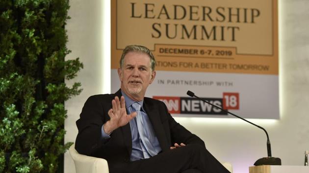 Capping the first half of Day 1 at HTLS 2019, Netflix CEO and founder Reed Hastings said “Novels, not Netflix, introduced binge concept.” While Hastings said he personally was “an hour a day person, not a heavy viewer,” the company wants to, “give our audience to have flexibility to watch when they want,” he said on if binge watching is declining. (Sanjeev Verma / HT Photo)