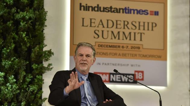 ”The most important thing is steadily learning what people want to watch. Artistic success is very subtle, we try our best but we are as good or bad as anyone else,” Reed Hastings at HTLS 2019. (Sanjeev Verma/HT PHOTO)