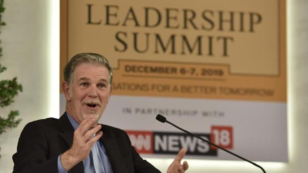 “The more traditional companies are trying other models but we want to give our audience to have flexibility to watch when they want,” Reed Hastings on if binge-watching is declining. (Sanjeev Verma/HT PHOTO)
