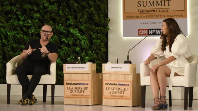 “We should cook food with love, gratitude and connection,” chef Blumenthal said. “The most intimate relationship humans have with is with their body and breath, then it’s water and then comes food. So, they have relationships with breathing, water and food,” said the celebrity chef. On veganism, celebrity chef Blumenthal said, “Less choice forces creativity,” and that “We can be more creative at home by experimenting,” on creativity factor in cooking. (Burhaan Kinu / HT Photo)