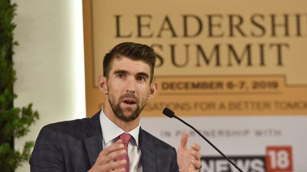 Swimming champion Michael Phelps during HTLS 2019 said that when you have a goal important enough to you, nothing else matters. (Sanjeev Verma/HT PHOTO)