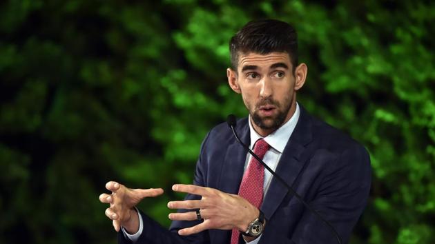 Michael Phelps, Swimming Champion and Olympic Record Holder during the Hindustan Times Leadership Summit.(Ajay Aggarwal/HT PHOTO)