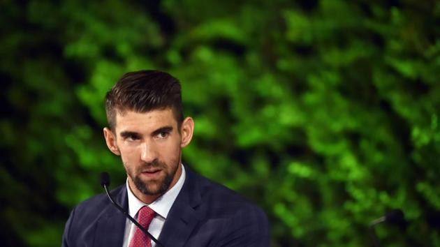 Phelps said, “Eat, Sleep, Swim” is his mantra and that he was in water in Christmas, birthdays, holidays. The champion swimmer said, “Coming back from the Sydney Olympics without a medal was the biggest motivation for me.” He also said the making of a champion is mostly mental, and on doping in swimming, that “I don’t know if I ever competed in a clean heat… The change has to come from the top and it has not happened.” (Ajay Aggarwal / HT Photo) 