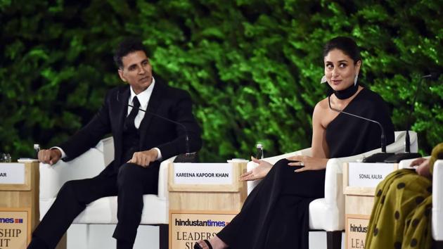 Actor Kareena Kapoor Khan during HTLS 2019 said that Anushka and Deepika are turning producers despite being married, times are changing.  (Ajay Aggarwal/HT PHOTO) 