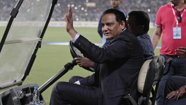 Mohammad Azharuddin during the first day of the second test match between India and Bangladesh, in Kolkata.(AP)