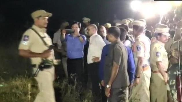 The four men were accused in the rape and murder of a 26-year-old veterinarian at Shamshabad on the outskirts of Hyderabad on the intervening night of November 27 and 28. (ANI PHOTO.) The four men were accused in the rape and murder of a 26-year-old veterinarian at Shamshabad on the outskirts of Hyderabad on the intervening night of November 27 and 28. (ANI PHOTO.)