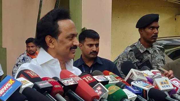 DMK chief MK Stalin speaks to media in Chennai. (ANI PHOTO) DMK chief MK Stalin speaks to media in Chennai. (ANI PHOTO)