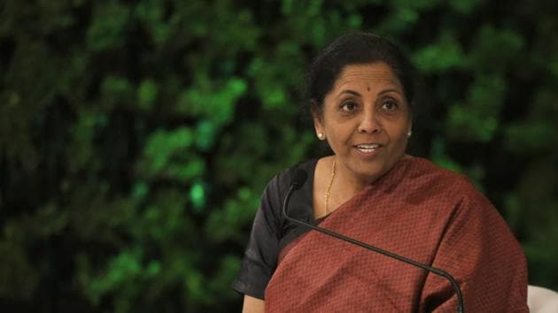 Nirmala Sitharaman during HTLS 2019 said, “Tax rate cut is one among the many things we are thinking. But you will have to wait for the Budget.” (Raj K Raj/HT PHOTO)