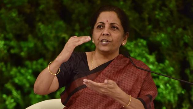 Nirmala Sitharaman, Minister of Finance during HTLS 2019 on slowing growth said that her attention is to make sure more is done for greater stimulus. (Virendra Singh Gosain/HT PHOTO)