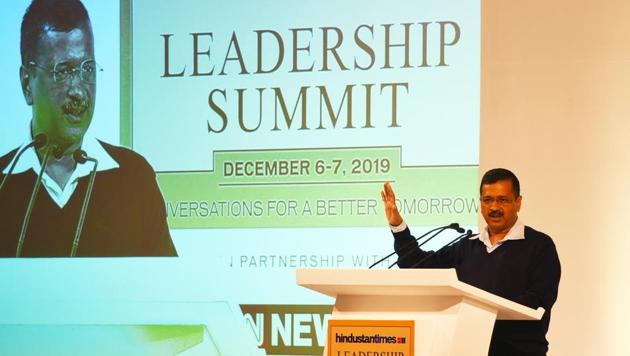 Arvind Kejriwal, Chief Minister of Delhi during the Hindustan Times Leadership Summit 2019 in New Delhi on Saturday. (Raj K Raj/HT PHOTO)