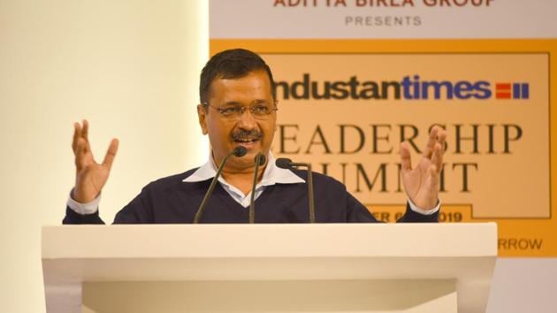 Delhi chief minister Arvind Kejriwal speaks on pollution and other issues concerning the national capital during the Hindustan Times Leadership Summit in New Delhi.(Raj K Raj/HT PHOTO)