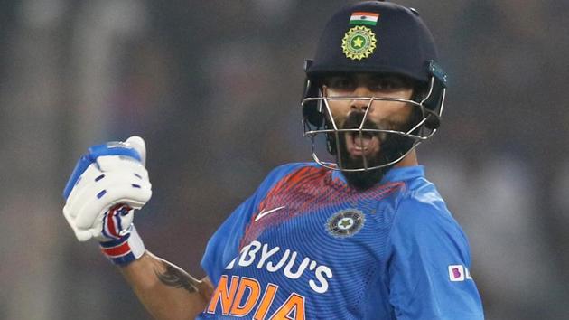 Virat Kohli in action during the first T20I between India and West Indies.(ANI)