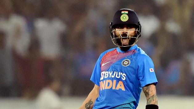 India's Virat Kohli celebrates.(PTI)