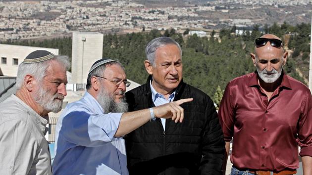 Israeli Prime Minister Benjamin Netanyahu meets heads of regional councils in Jewish settlements at the Alon Shvut settlement, in the Gush Etzion block in the occupied West Bank. (REUTERS) Israeli Prime Minister Benjamin Netanyahu meets heads of regional councils in Jewish settlements at the Alon Shvut settlement, in the Gush Etzion block in the occupied West Bank. (REUTERS)