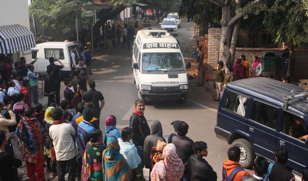 The brother of the victim along with other relatives reached the village with the body after 9.00pm. There was an emotional outburst, with relatives of the victim crying inconsolably.(PTI PHOTO.)