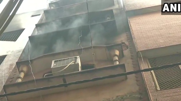 The building in Delhi ‘s Anaj Mandi where 43 people were killed in a fire on Dec 8, 2019.(ANI / Twitter)